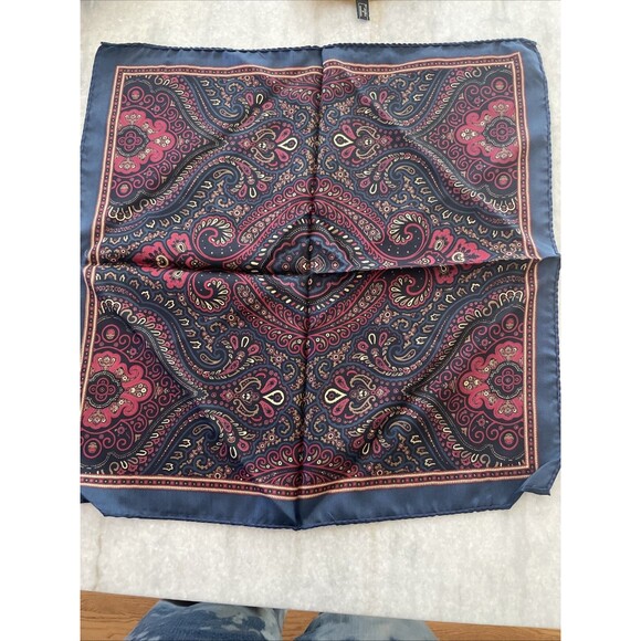 Burgundy Geometric Floral Silk Pocket Square (Hand-Rolled in England) - Picture 1 of 5